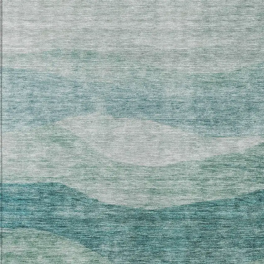 Teal Blue And Aqua Abstract Washable Indoor Outdoor Area Rug Photo 5