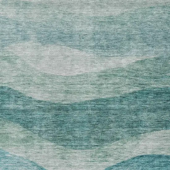 Teal Blue And Aqua Abstract Washable Indoor Outdoor Area Rug Photo 5