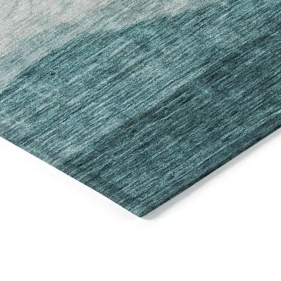 Teal Blue And Aqua Abstract Washable Indoor Outdoor Area Rug Photo 4