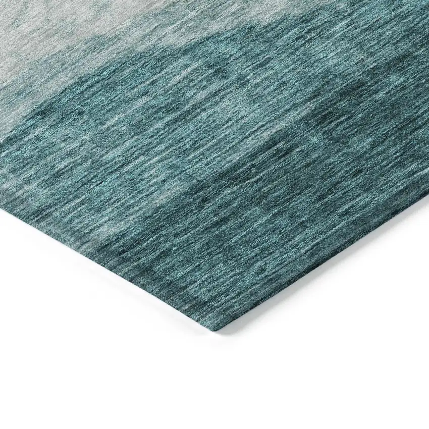 Teal Blue And Aqua Abstract Washable Indoor Outdoor Area Rug Photo 4