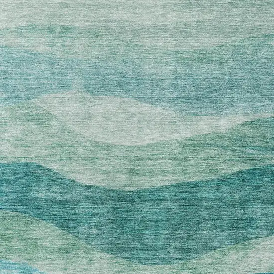Teal Blue And Aqua Abstract Washable Indoor Outdoor Area Rug Photo 5