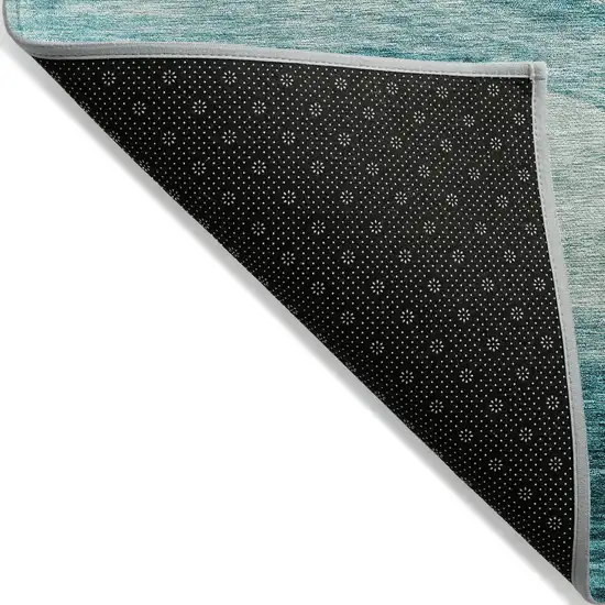 Teal Blue And Aqua Abstract Washable Indoor Outdoor Area Rug Photo 3