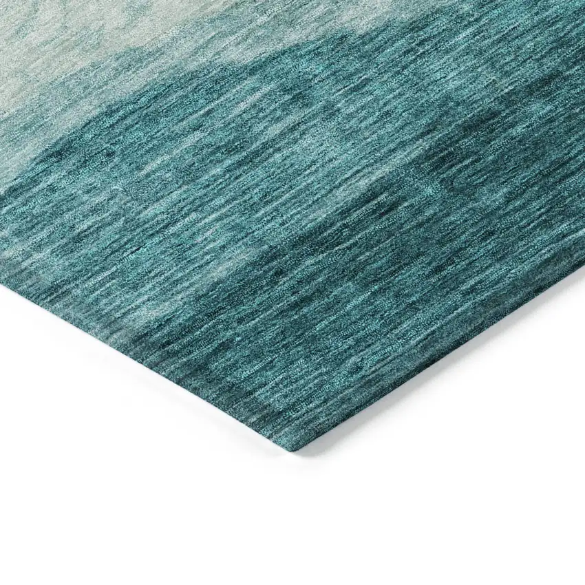 Teal Blue And Aqua Abstract Washable Indoor Outdoor Area Rug Photo 4