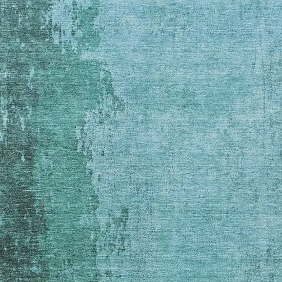 Teal Blue And Aqua Abstract Washable Indoor Outdoor Area Rug Photo 3