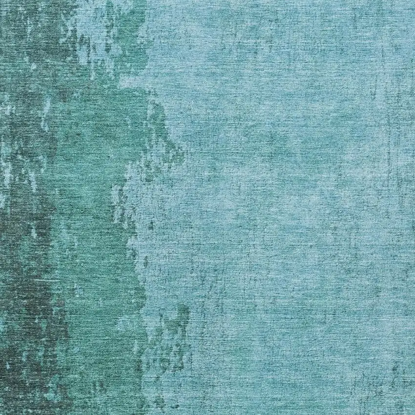 Teal Blue And Aqua Abstract Washable Indoor Outdoor Area Rug Photo 3