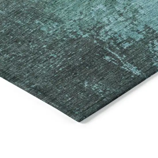 Teal Blue And Aqua Abstract Washable Indoor Outdoor Area Rug Photo 9
