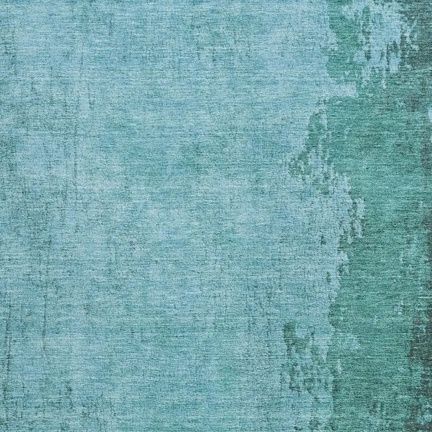 Teal Blue And Aqua Abstract Washable Indoor Outdoor Area Rug Photo 3