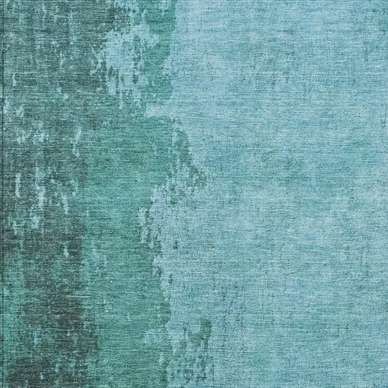 Teal Blue And Aqua Abstract Washable Indoor Outdoor Area Rug Photo 3