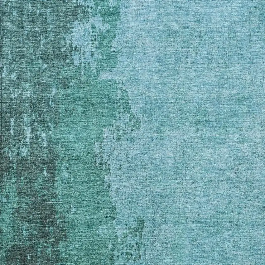 Teal Blue And Aqua Abstract Washable Indoor Outdoor Area Rug Photo 3