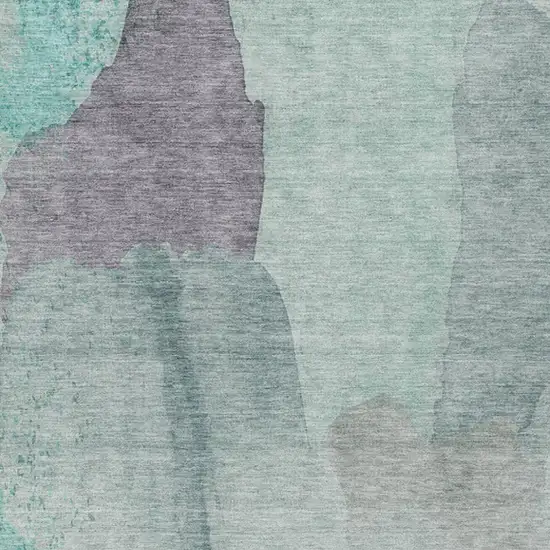 Teal Blue And Aqua Abstract Washable Indoor Outdoor Area Rug Photo 3
