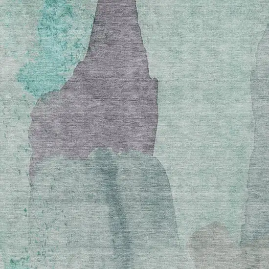 Teal Blue And Aqua Abstract Washable Indoor Outdoor Area Rug Photo 4