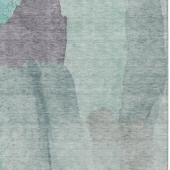 Teal Blue And Aqua Abstract Washable Indoor Outdoor Area Rug Photo 4