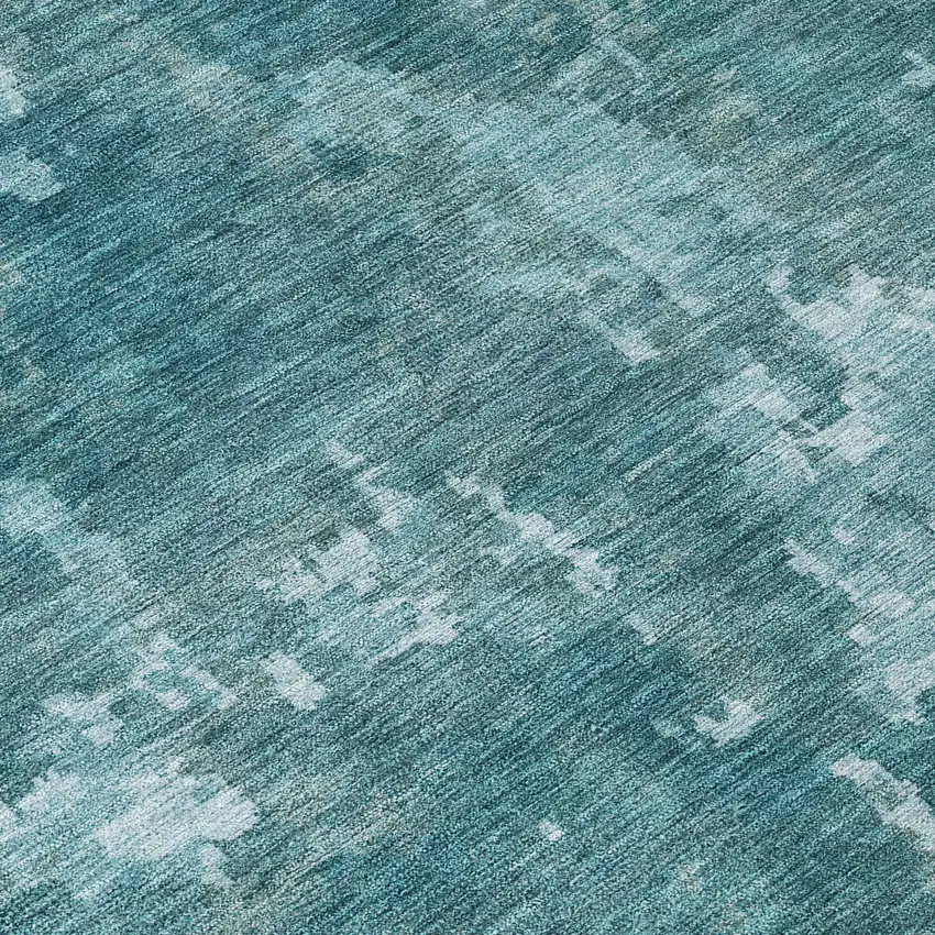 Teal Blue And Aqua Abstract Washable Indoor Outdoor Area Rug Photo 6
