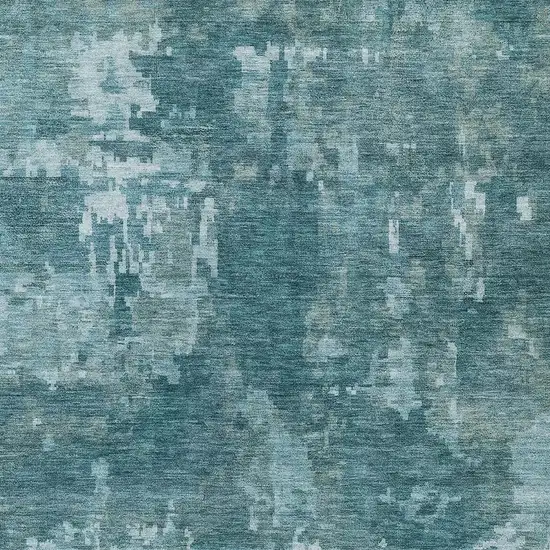 Teal Blue And Aqua Abstract Washable Indoor Outdoor Area Rug Photo 2