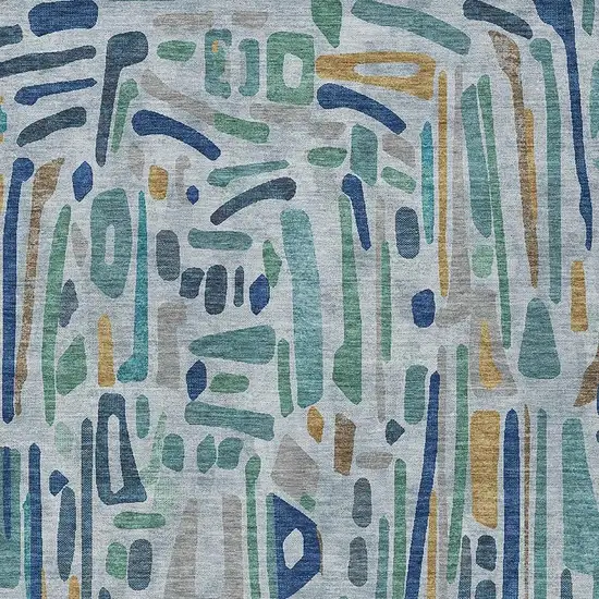 Teal Blue And Aqua Abstract Washable Indoor Outdoor Area Rug Photo 2