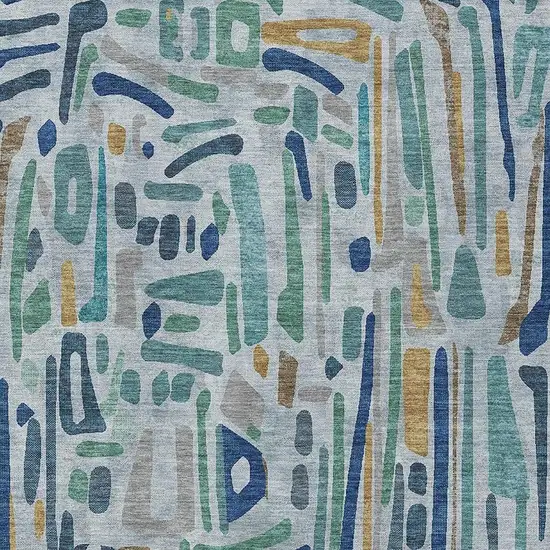 Teal Blue And Aqua Abstract Washable Indoor Outdoor Area Rug Photo 2