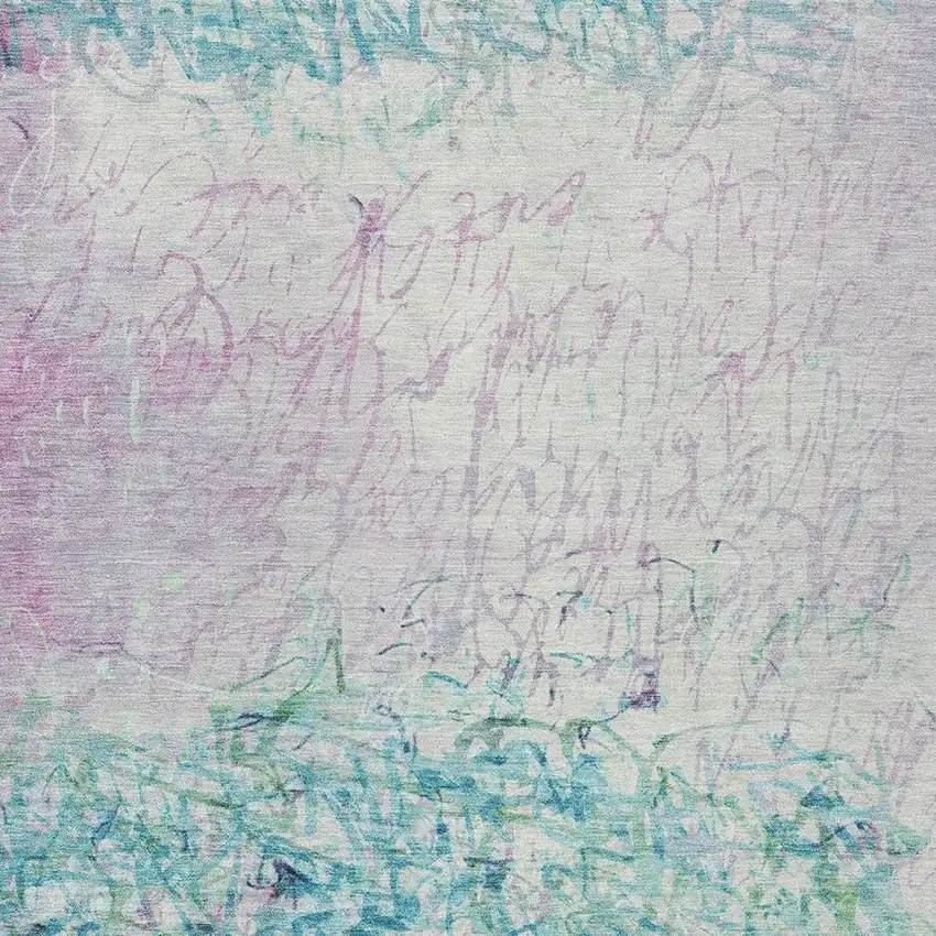 Teal Blue And Aqua Abstract Washable Indoor Outdoor Area Rug Photo 2