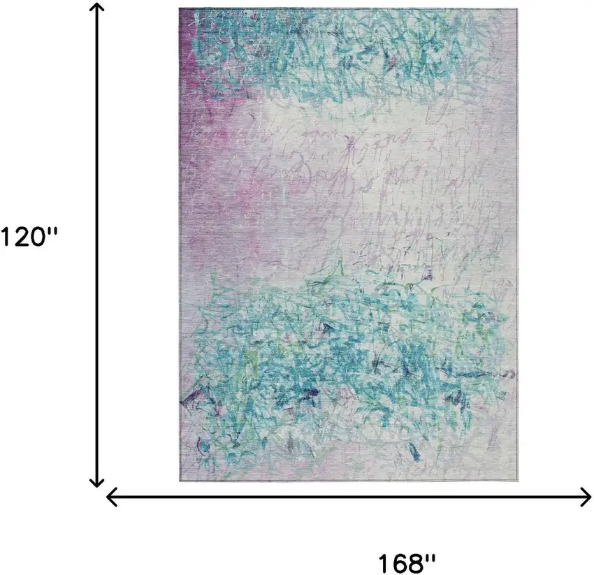 Teal Blue And Aqua Abstract Washable Indoor Outdoor Area Rug Photo 6