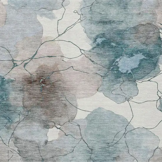 Teal Blue And Aqua Abstract Washable Indoor Outdoor Area Rug Photo 2