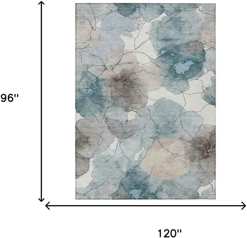 Teal Blue And Aqua Abstract Washable Indoor Outdoor Area Rug Photo 6