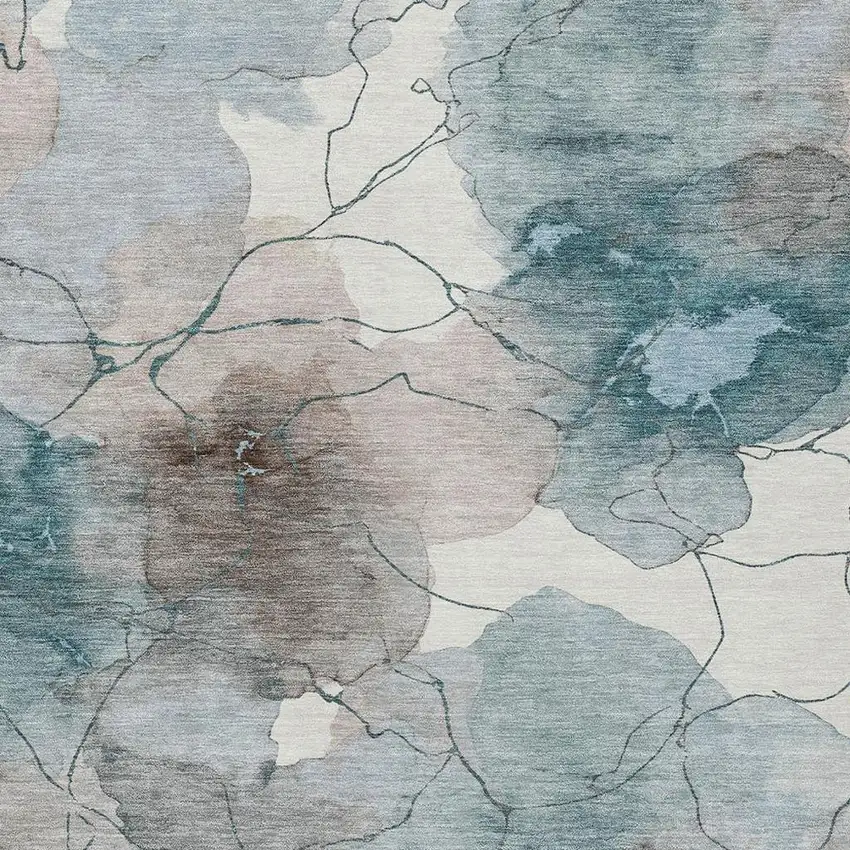 Teal Blue And Aqua Abstract Washable Indoor Outdoor Area Rug Photo 2