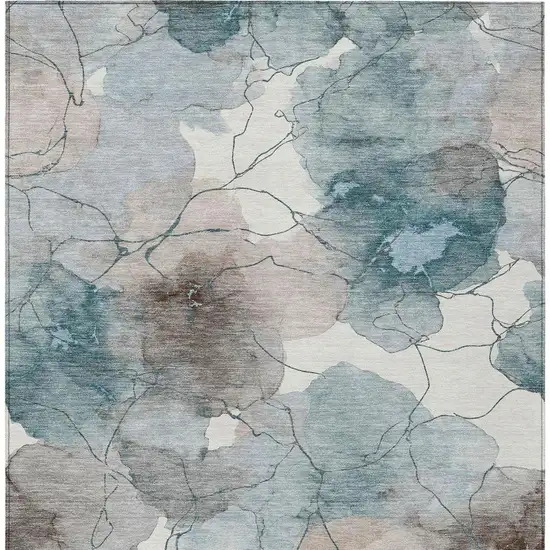 Teal Blue And Aqua Abstract Washable Indoor Outdoor Area Rug Photo 3