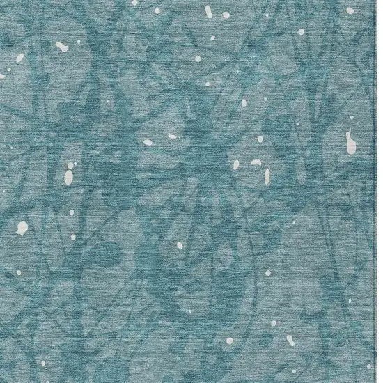 Teal Blue And Aqua Abstract Washable Indoor Outdoor Area Rug Photo 2