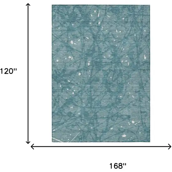 Teal Blue And Aqua Abstract Washable Indoor Outdoor Area Rug Photo 6