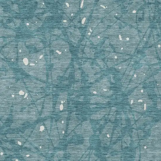 Teal Blue And Aqua Abstract Washable Indoor Outdoor Area Rug Photo 2