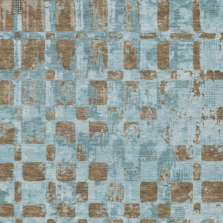 Teal Blue And Aqua Abstract Washable Indoor Outdoor Area Rug Photo 2