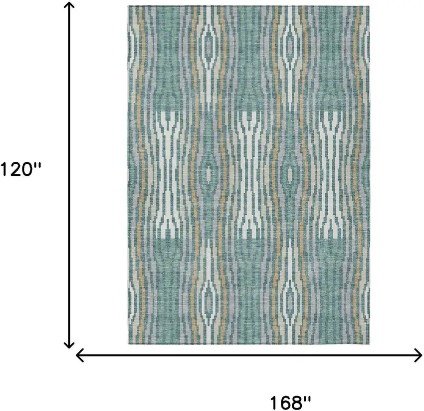 Teal Blue And Aqua Abstract Washable Indoor Outdoor Area Rug Photo 9