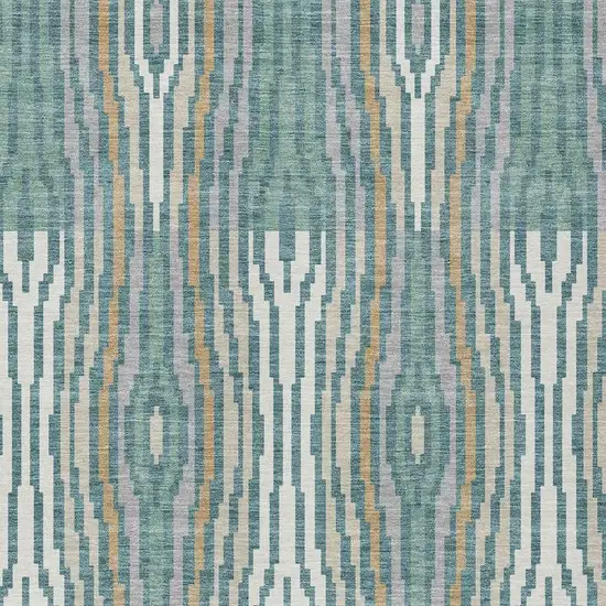 Teal Blue And Aqua Abstract Washable Indoor Outdoor Area Rug Photo 5