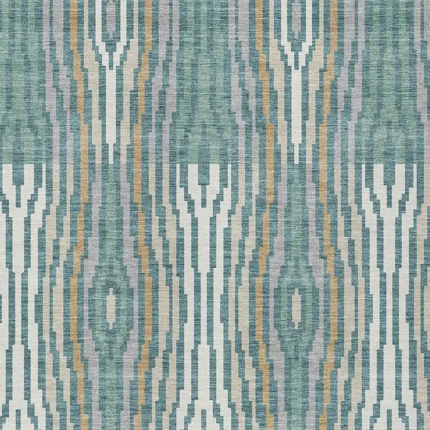 Teal Blue And Aqua Abstract Washable Indoor Outdoor Area Rug Photo 5