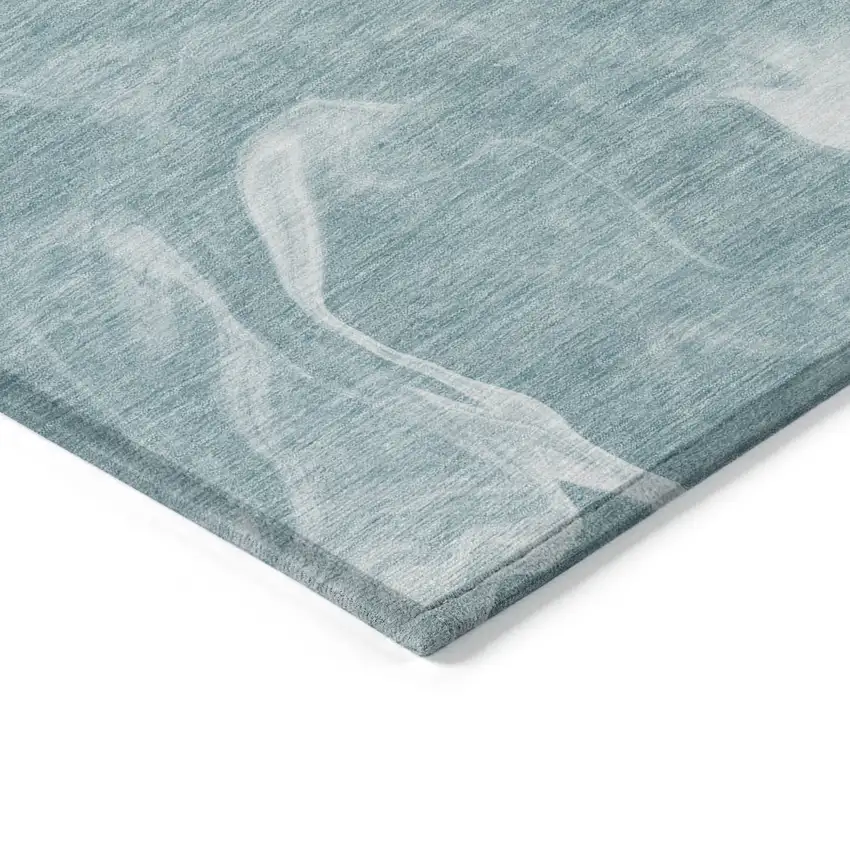 Teal Blue And Aqua Abstract Washable Indoor Outdoor Area Rug Photo 3