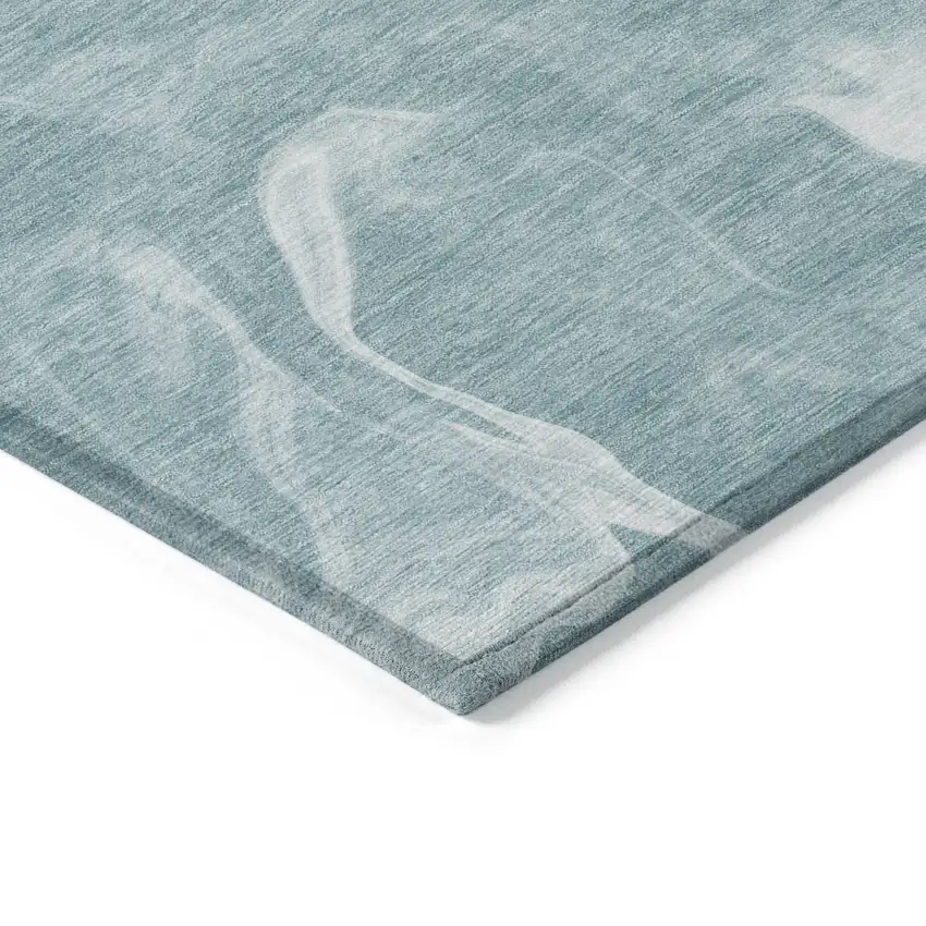 Teal Blue And Aqua Abstract Washable Indoor Outdoor Area Rug Photo 5