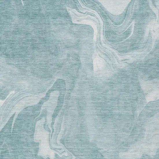 Teal Blue And Aqua Abstract Washable Indoor Outdoor Area Rug Photo 6