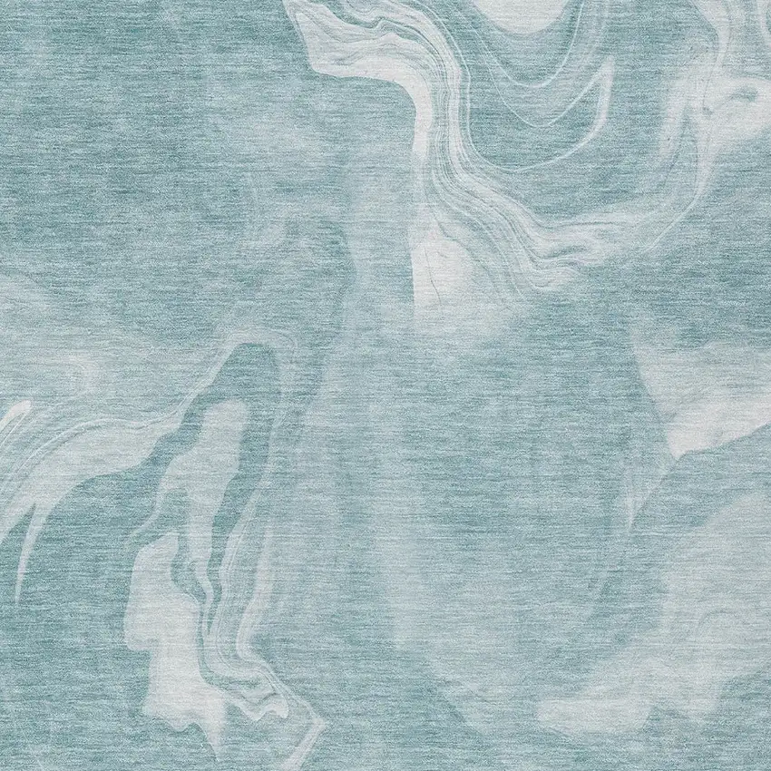 Teal Blue And Aqua Abstract Washable Indoor Outdoor Area Rug Photo 6