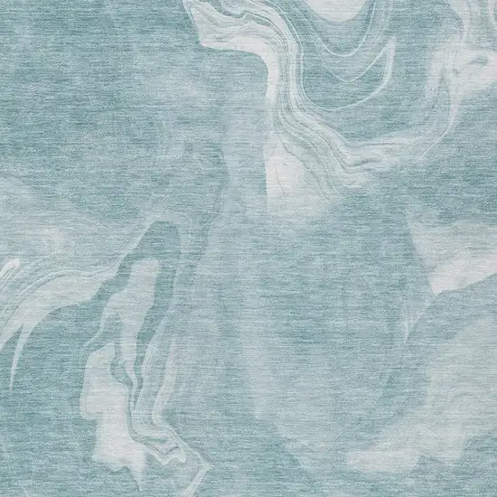 Teal Blue And Aqua Abstract Washable Indoor Outdoor Area Rug Photo 6