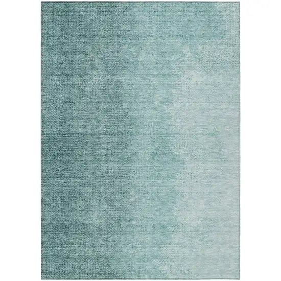 Teal Blue And Aqua Abstract Washable Indoor Outdoor Area Rug Photo 2