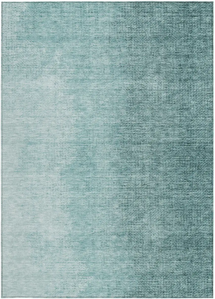 Teal Blue And Aqua Abstract Washable Indoor Outdoor Area Rug Photo 6