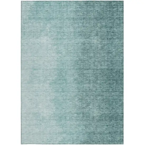 Teal Blue And Aqua Abstract Washable Indoor Outdoor Area Rug Photo 6