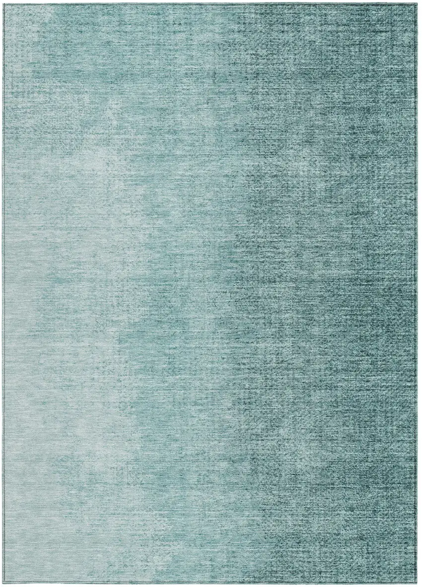 Teal Blue And Aqua Abstract Washable Indoor Outdoor Area Rug Photo 6