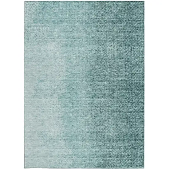 Teal Blue And Aqua Abstract Washable Indoor Outdoor Area Rug Photo 6