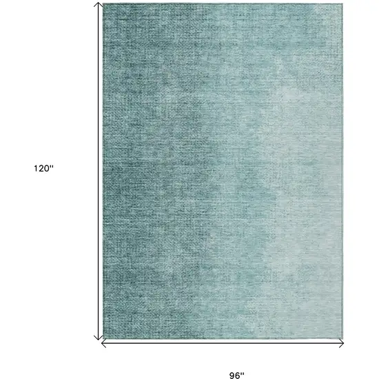 Teal Blue And Aqua Abstract Washable Indoor Outdoor Area Rug Photo 3
