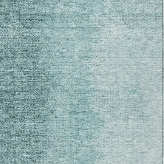 Teal Blue And Aqua Abstract Washable Indoor Outdoor Area Rug Photo 6