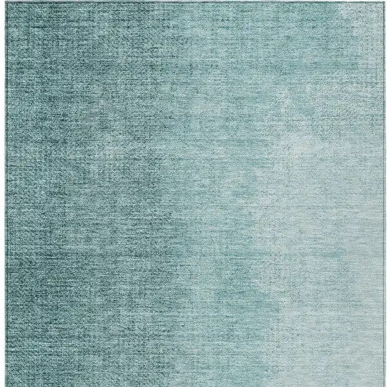 Teal Blue And Aqua Abstract Washable Indoor Outdoor Area Rug Photo 7