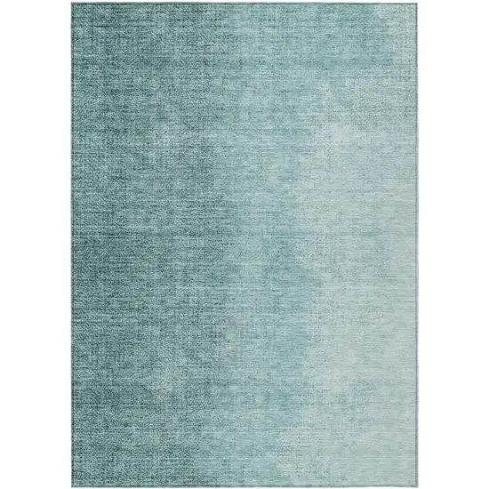 Teal Blue And Aqua Abstract Washable Indoor Outdoor Area Rug Photo 2