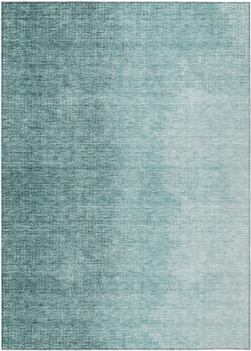 Teal Blue And Aqua Abstract Washable Indoor Outdoor Area Rug Photo 2