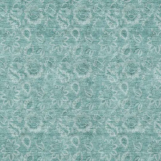 Teal Blue And Aqua Floral Washable Indoor Outdoor Area Rug Photo 9