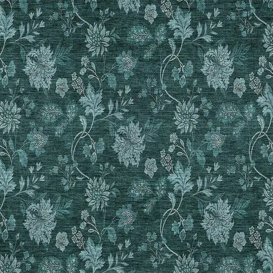 Teal Blue And Aqua Floral Washable Indoor Outdoor Area Rug Photo 6